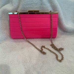 Elegant Pink Clutch with Chain Strap